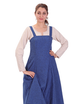 ANNA Wool Parliament Blue - Medieval Viking Wool Apron Dress